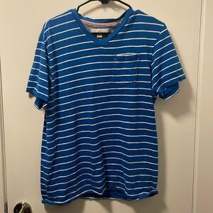 PD & C casual Striped Short Sleeved V Neck T Shirt